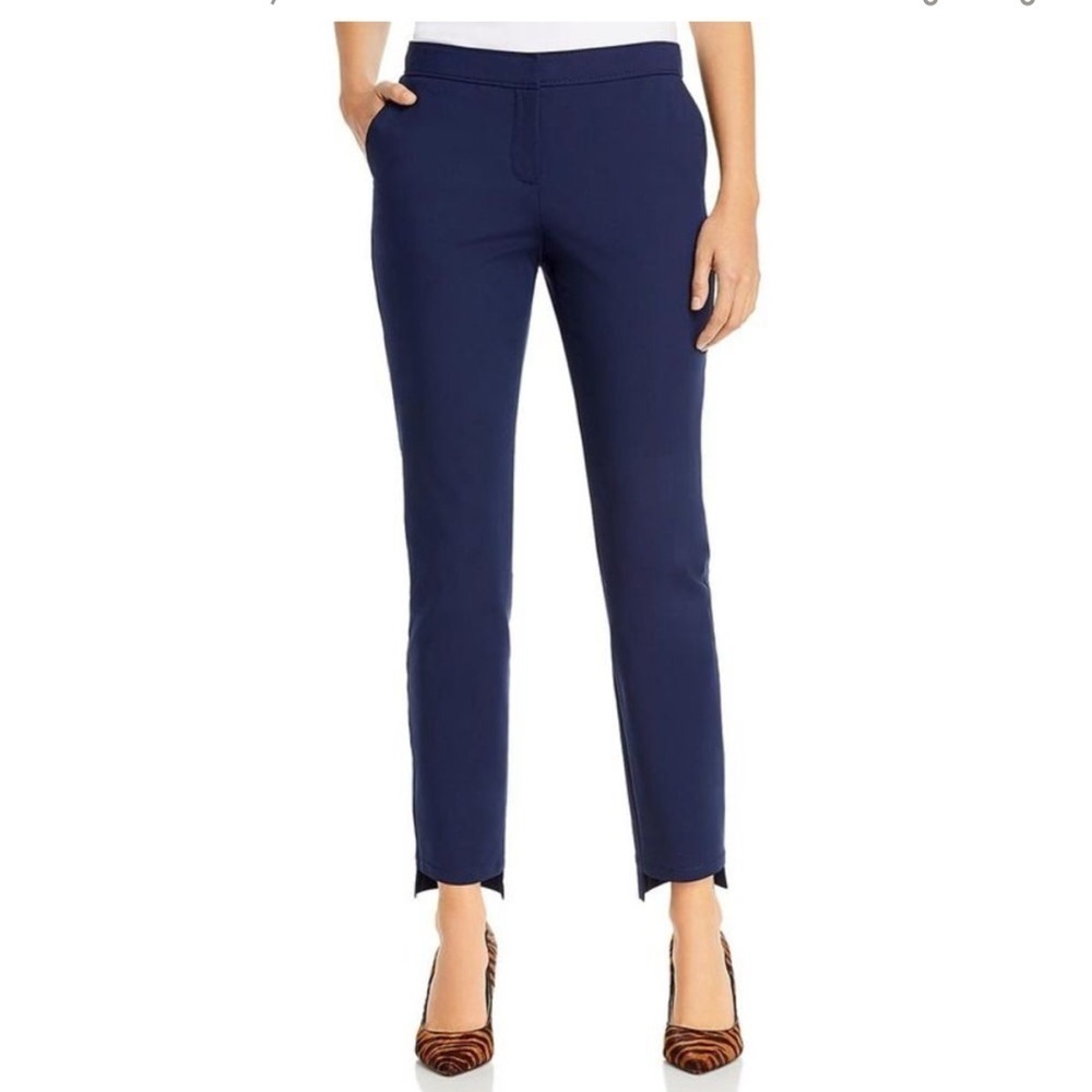 NWT! Lafayette 148 Royal Blue “Manhattan” Step Hem Slim Pants Size 10